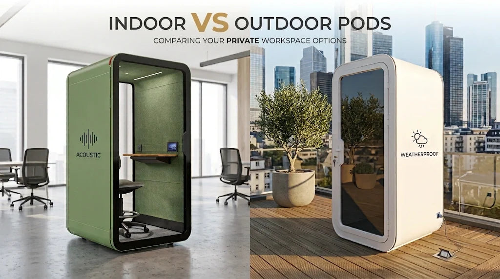 Indoor Acoustic Office Pods vs Outdoor Pods: Key Differences & Buying Mistakes to Avoid