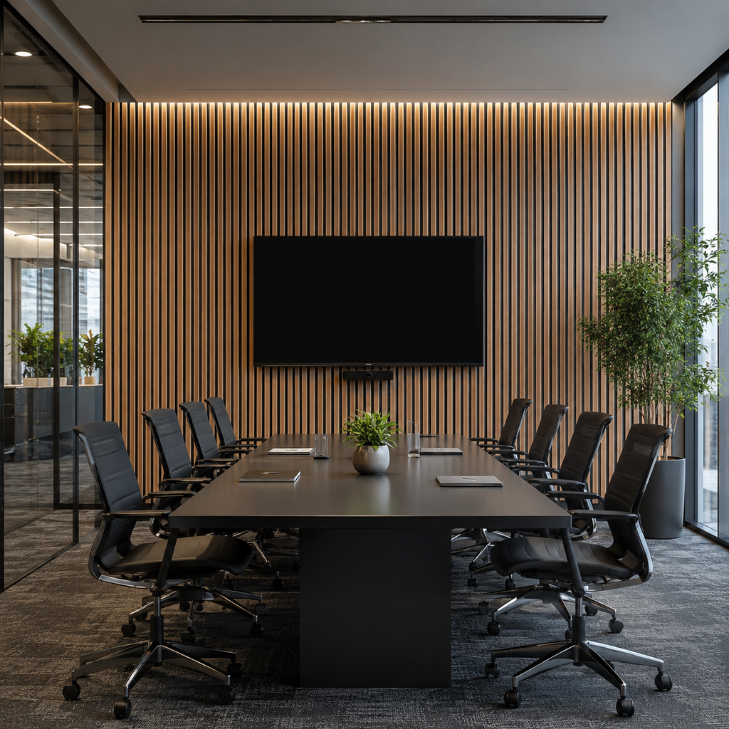 Acoustic High-density MDF and PET Slat Wall Panels Design