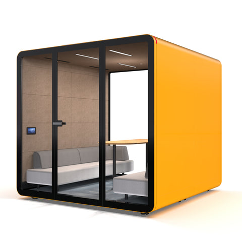 Orange TFT Smart Four-person Meeting Pod Right Side View