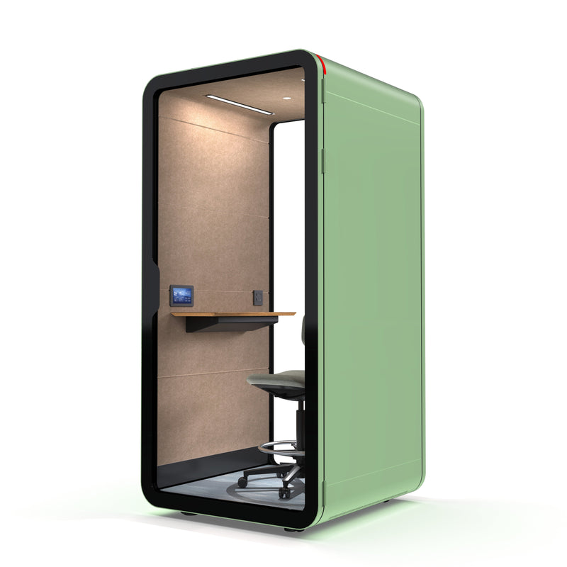 Green One-person Compact Phone Booth Right Side view
