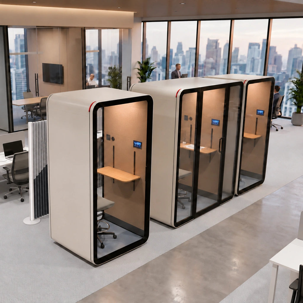 Indoor Soundproof Office Phone Booth with Height-Adjustable Desk for Phone Call
