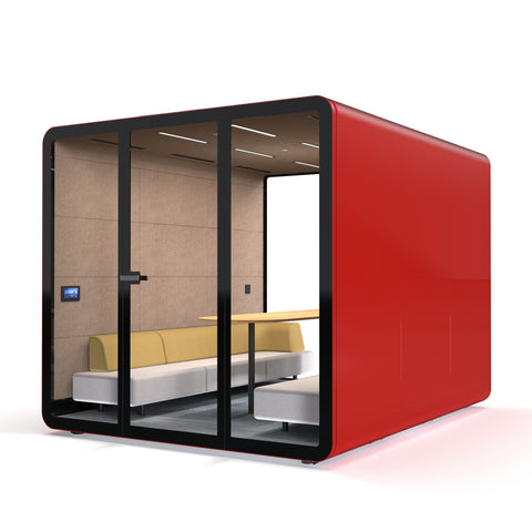 Red TFT Smart™ Six-person Acoustics Office Meeting Pod TB-ML Right Side View