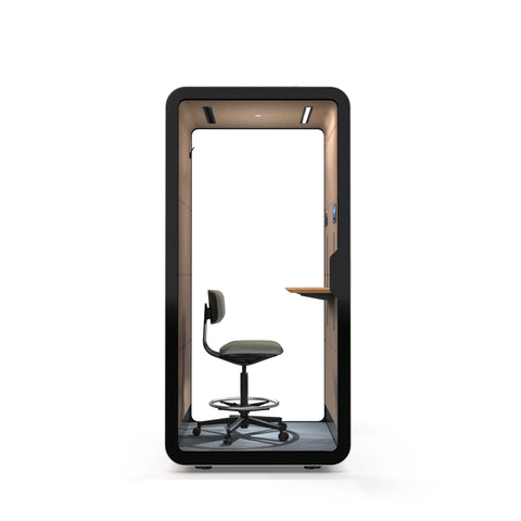 TFT Smart One-person Compact Phone Booth Teal Color with adjustable table Front view