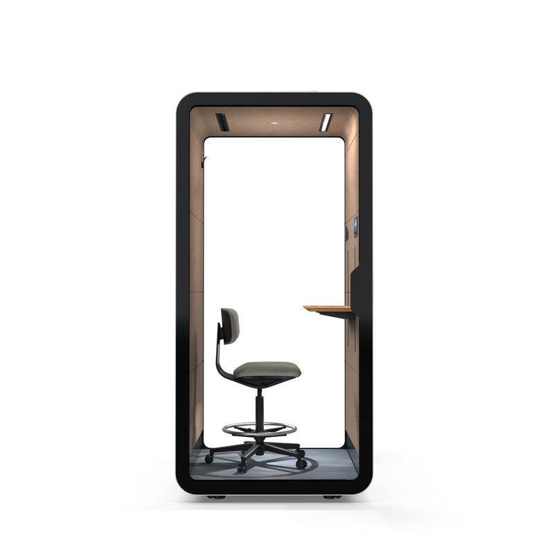 TFT Smart One-person Compact Phone Booth Teal Color with adjustable table Right Side view