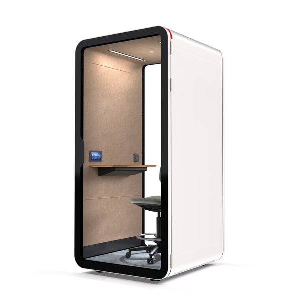 Right Side View of white TFT Smart Serie Office Phone Booth for Compact Office