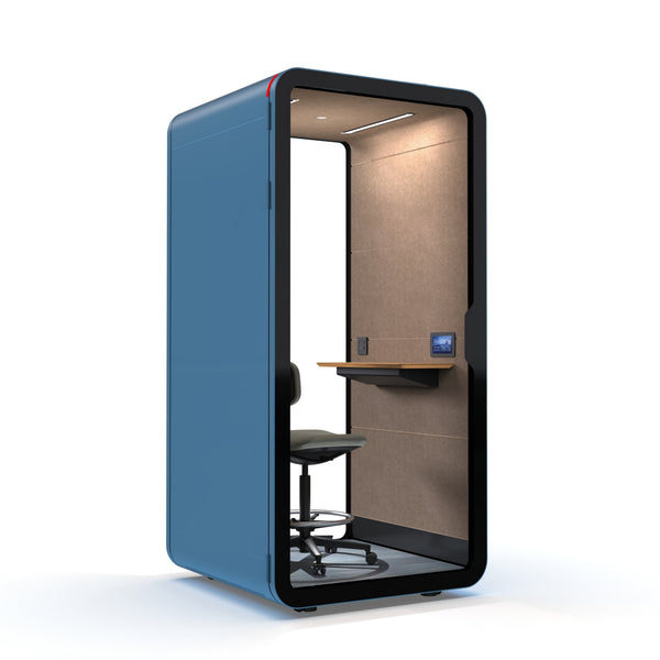 Left Side View of blue TFT Smart Serie Office Phone Booth for Compact Office