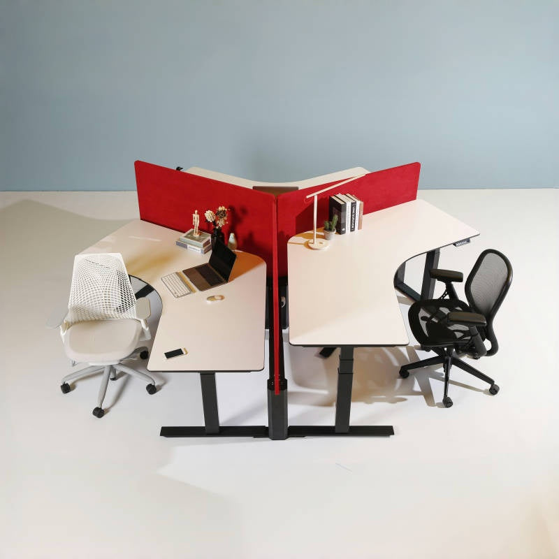 Triple Motorized Corner Sit Stand Desk L Shaped Standing D - TFT Office Trend