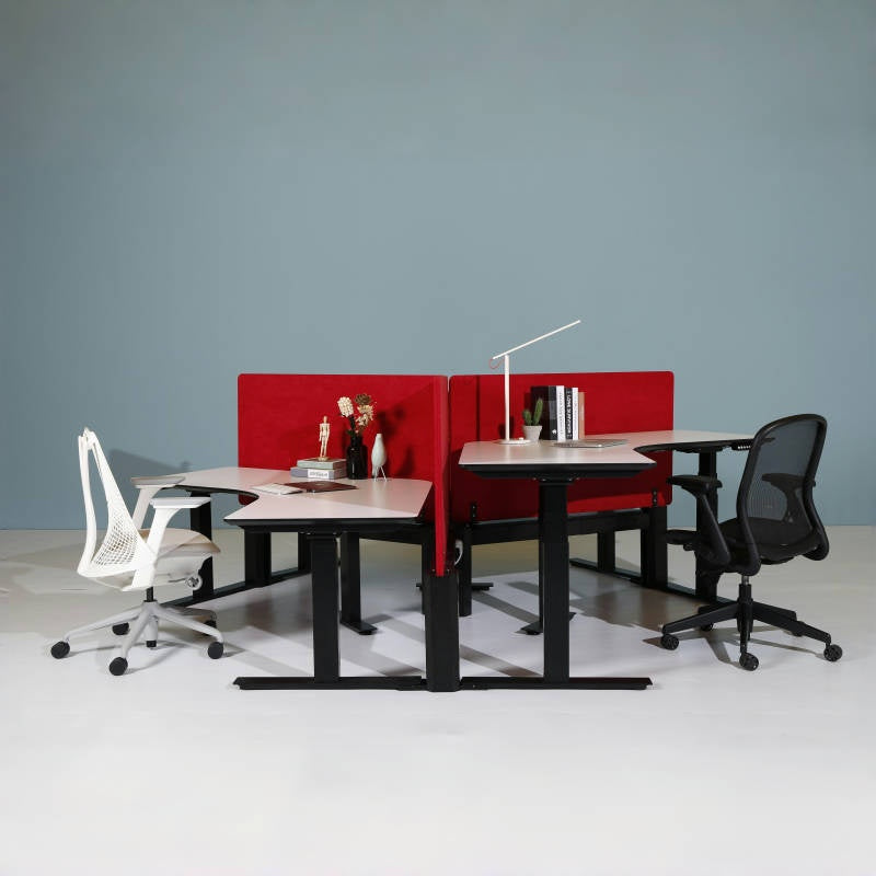 Triple Motorized Corner Sit Stand Desk L Shaped Standing D - TFT Office Trend